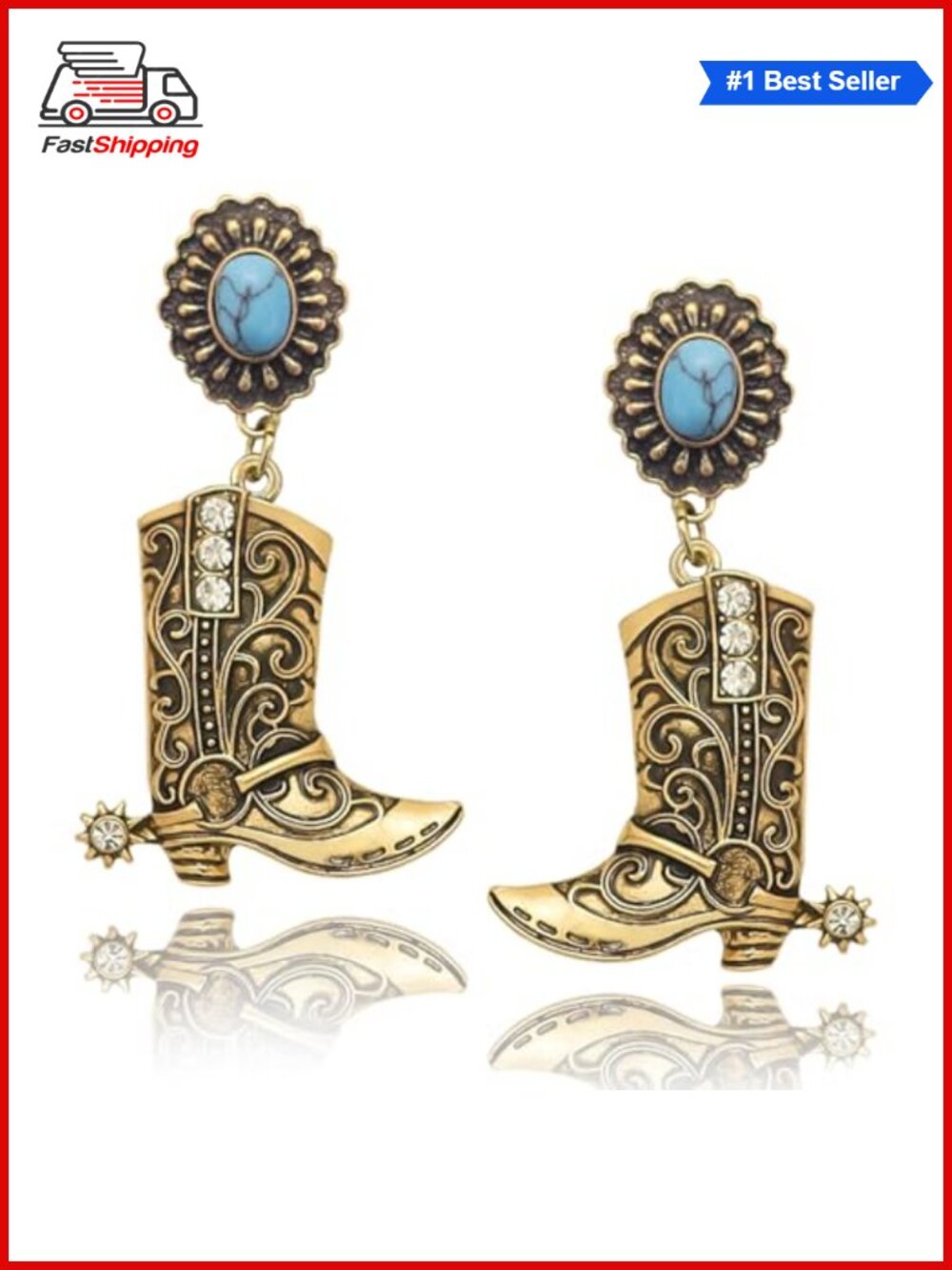 ✨ Western Cowgirl Boots Spur Dangle Drop Earrings Rodeo Boho Costume Jewelry
